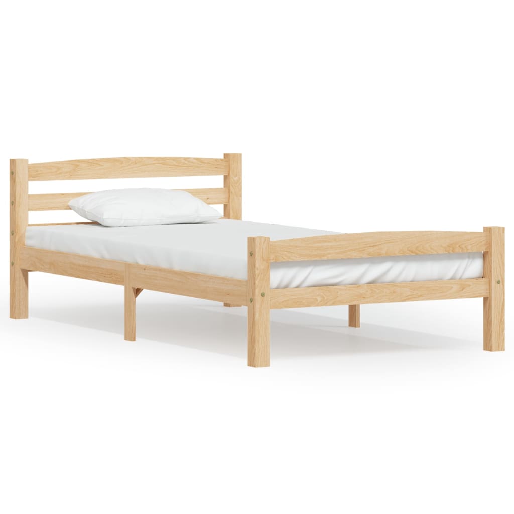 sengeramme uden madras massivt fyrretræ 90x200 cm