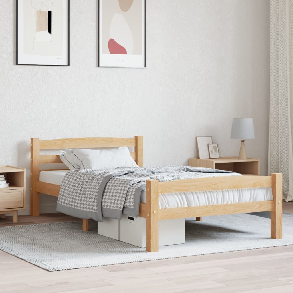 sengeramme uden madras massivt fyrretræ 90x200 cm