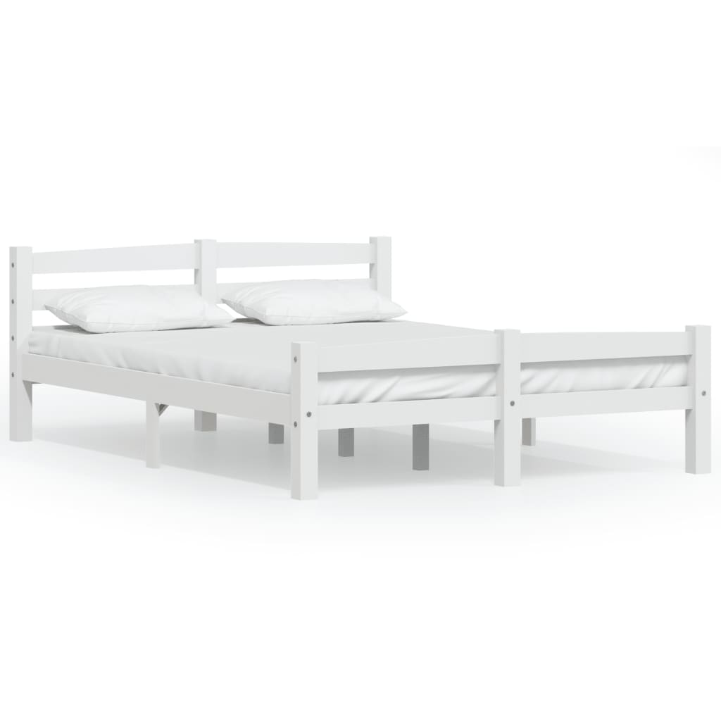 sengestel 140x200 cm massivt fyrretræ hvid