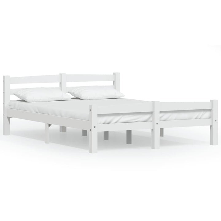 sengestel 140x200 cm massivt fyrretræ hvid