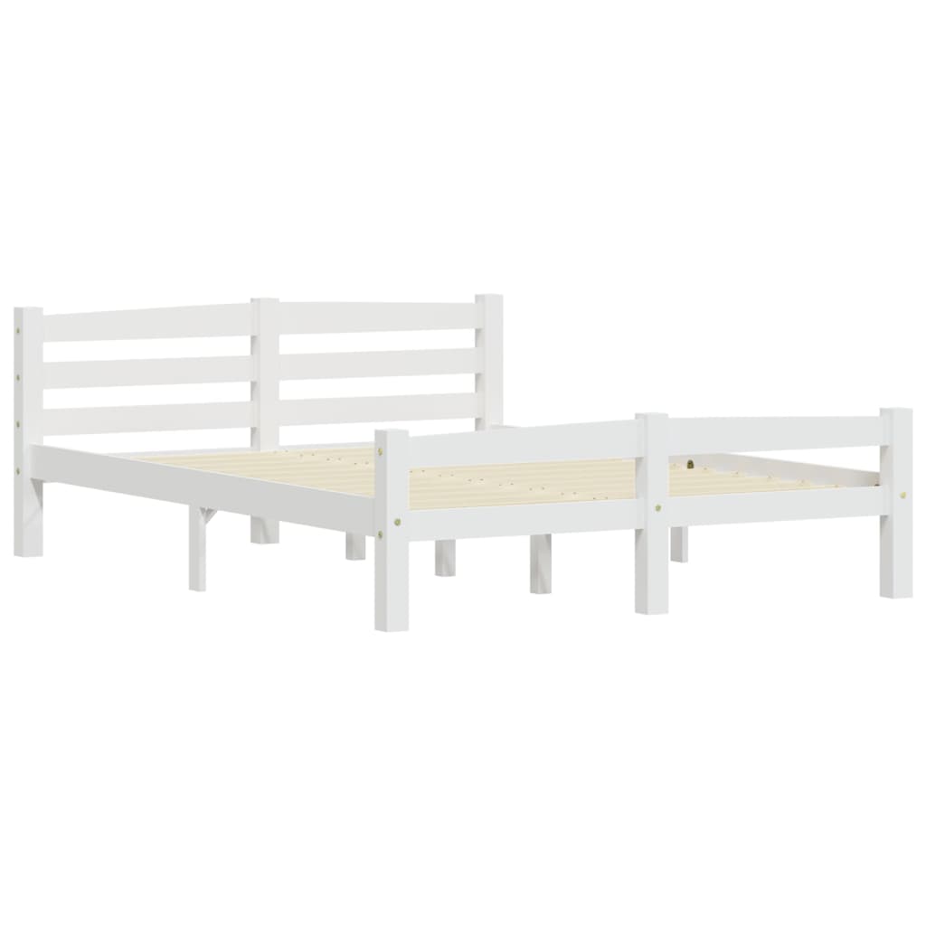 sengestel 140x200 cm massivt fyrretræ hvid