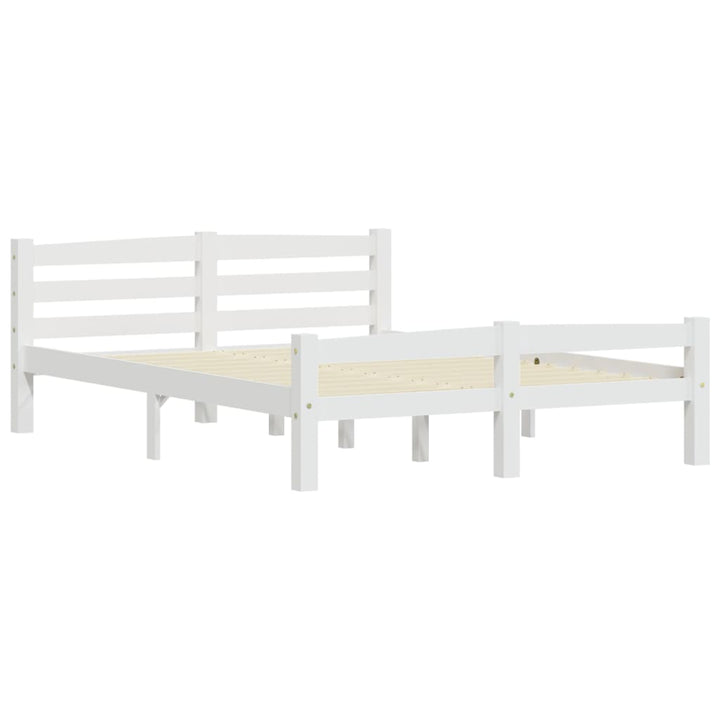 sengestel 140x200 cm massivt fyrretræ hvid