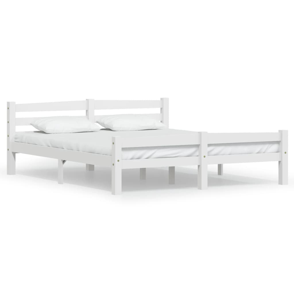 sengestel 160x200 cm massivt fyrretræ hvid