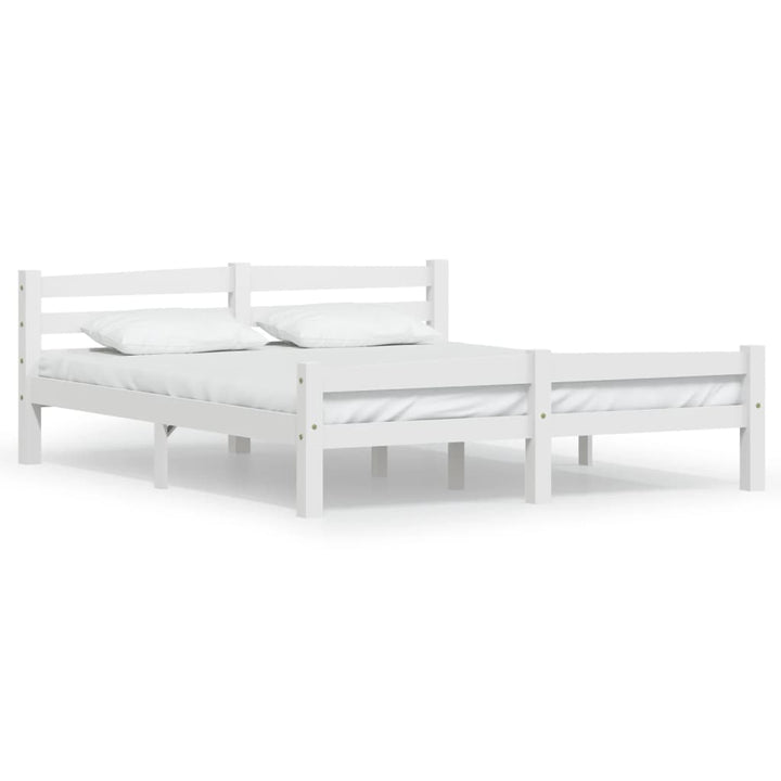 sengestel 160x200 cm massivt fyrretræ hvid