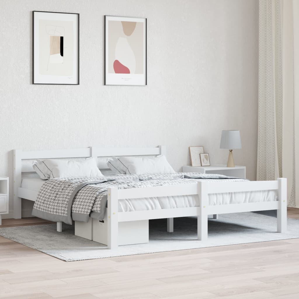 sengestel 160x200 cm massivt fyrretræ hvid