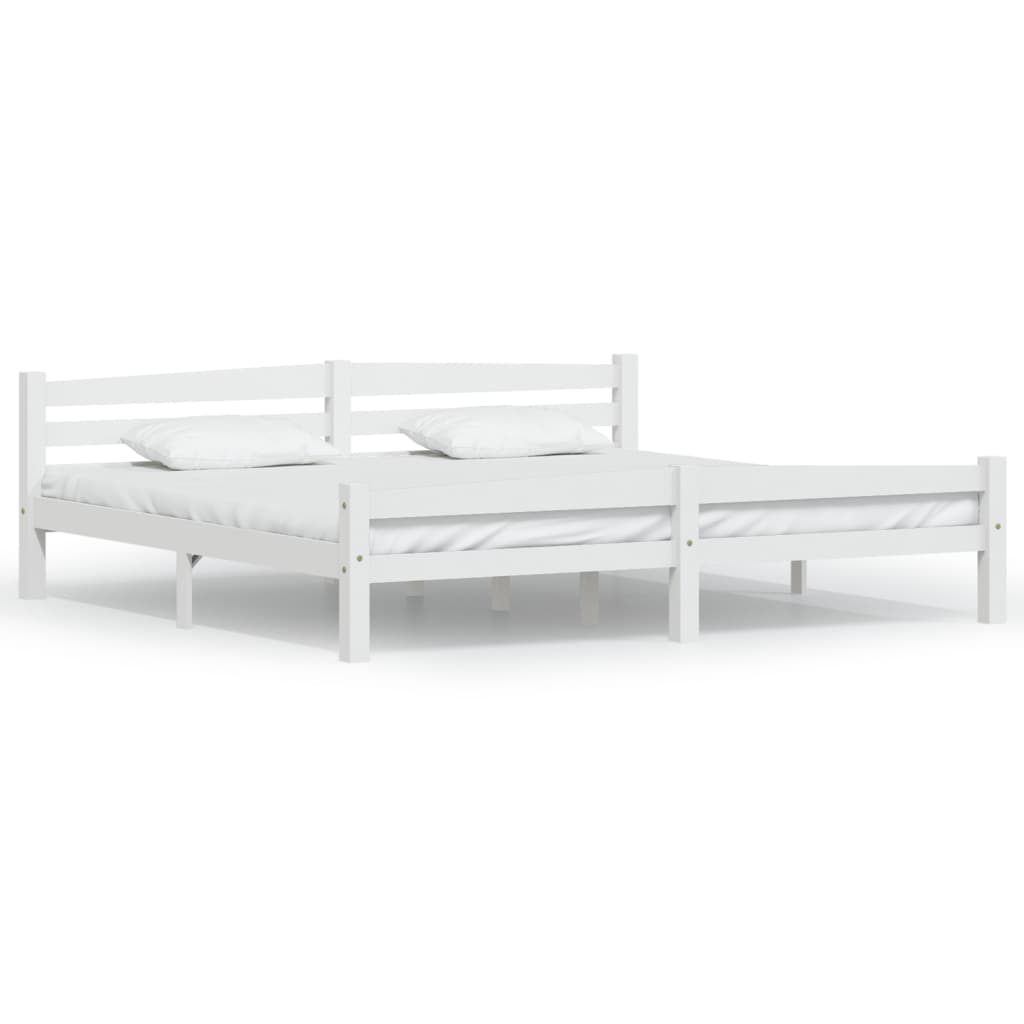 sengeramme uden madras massivt fyrretræ 200x200 cm hvid