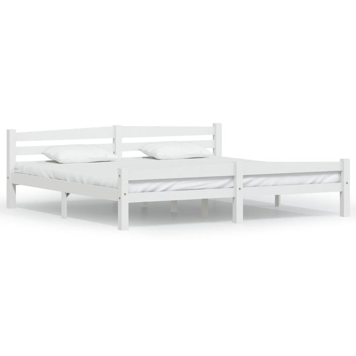 sengeramme uden madras massivt fyrretræ 200x200 cm hvid