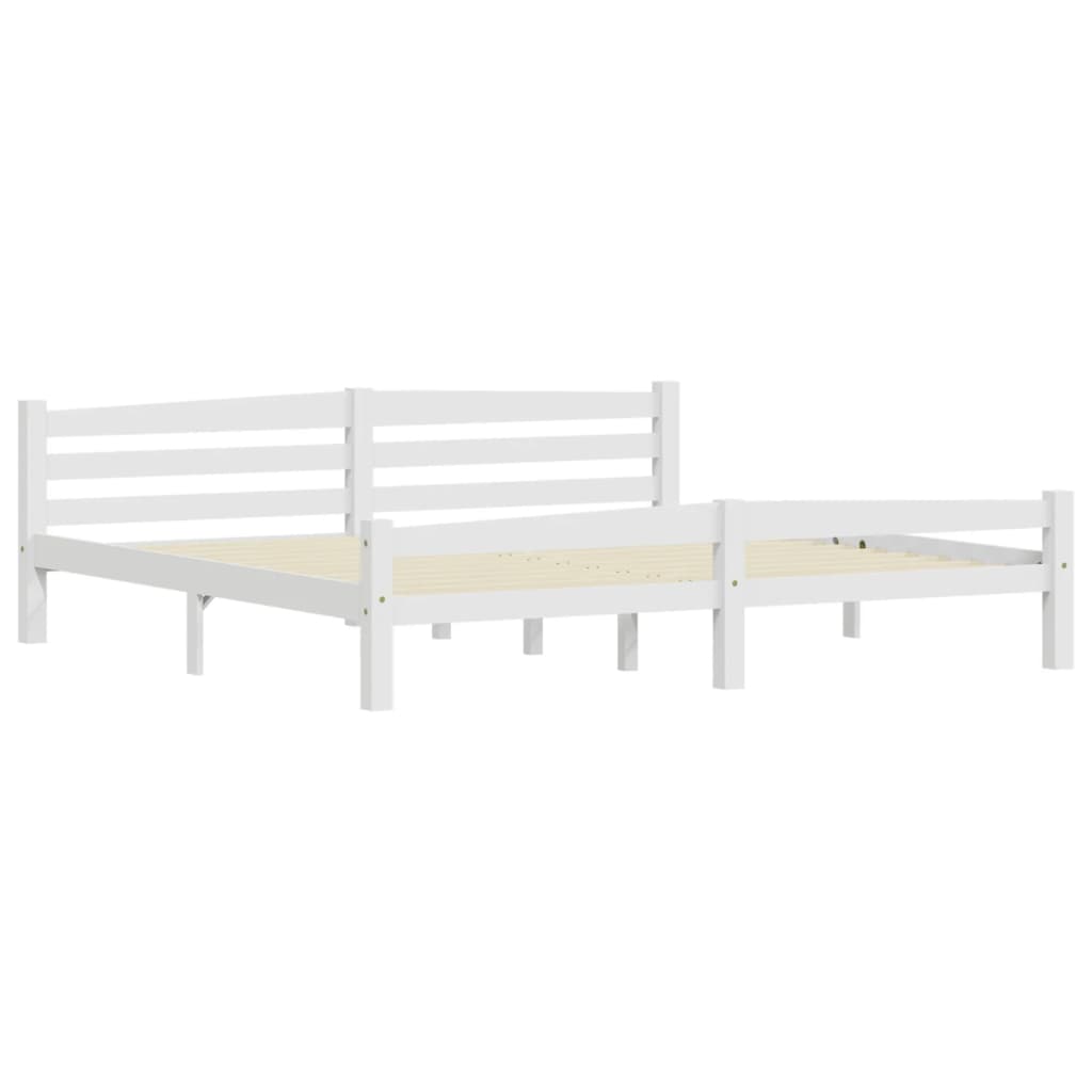 sengeramme uden madras massivt fyrretræ 200x200 cm hvid
