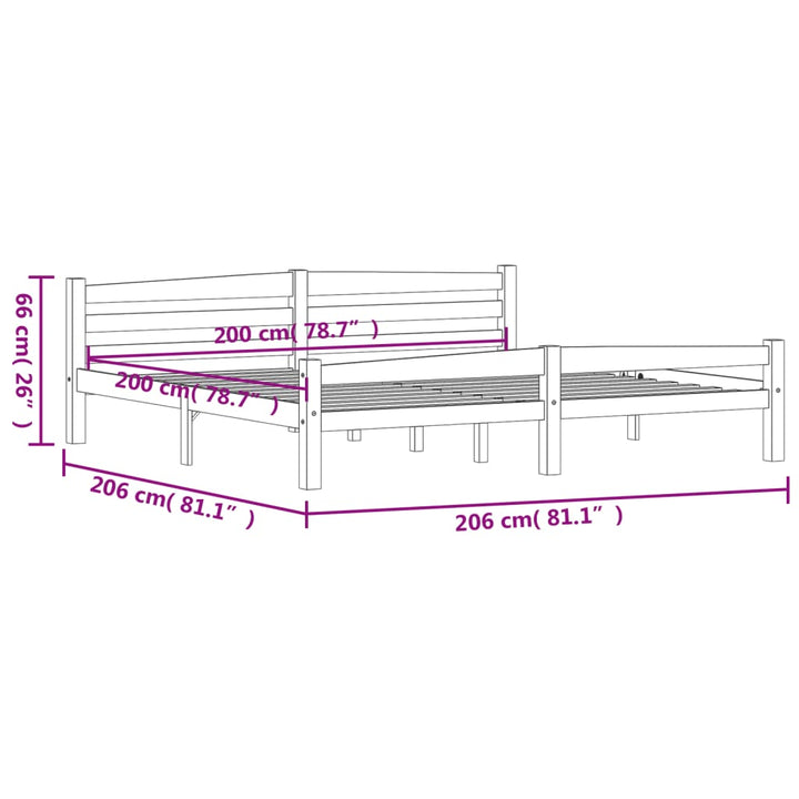 sengeramme uden madras massivt fyrretræ 200x200 cm hvid