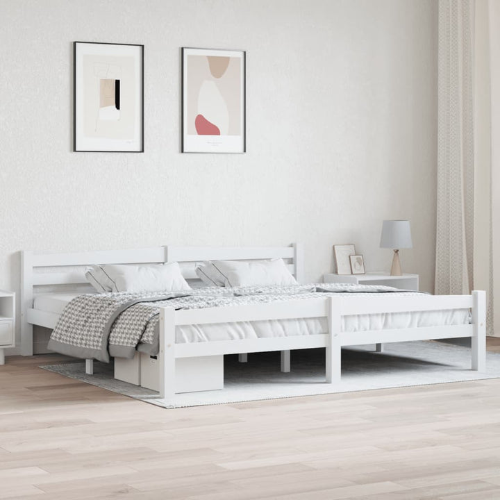 sengeramme uden madras massivt fyrretræ 200x200 cm hvid