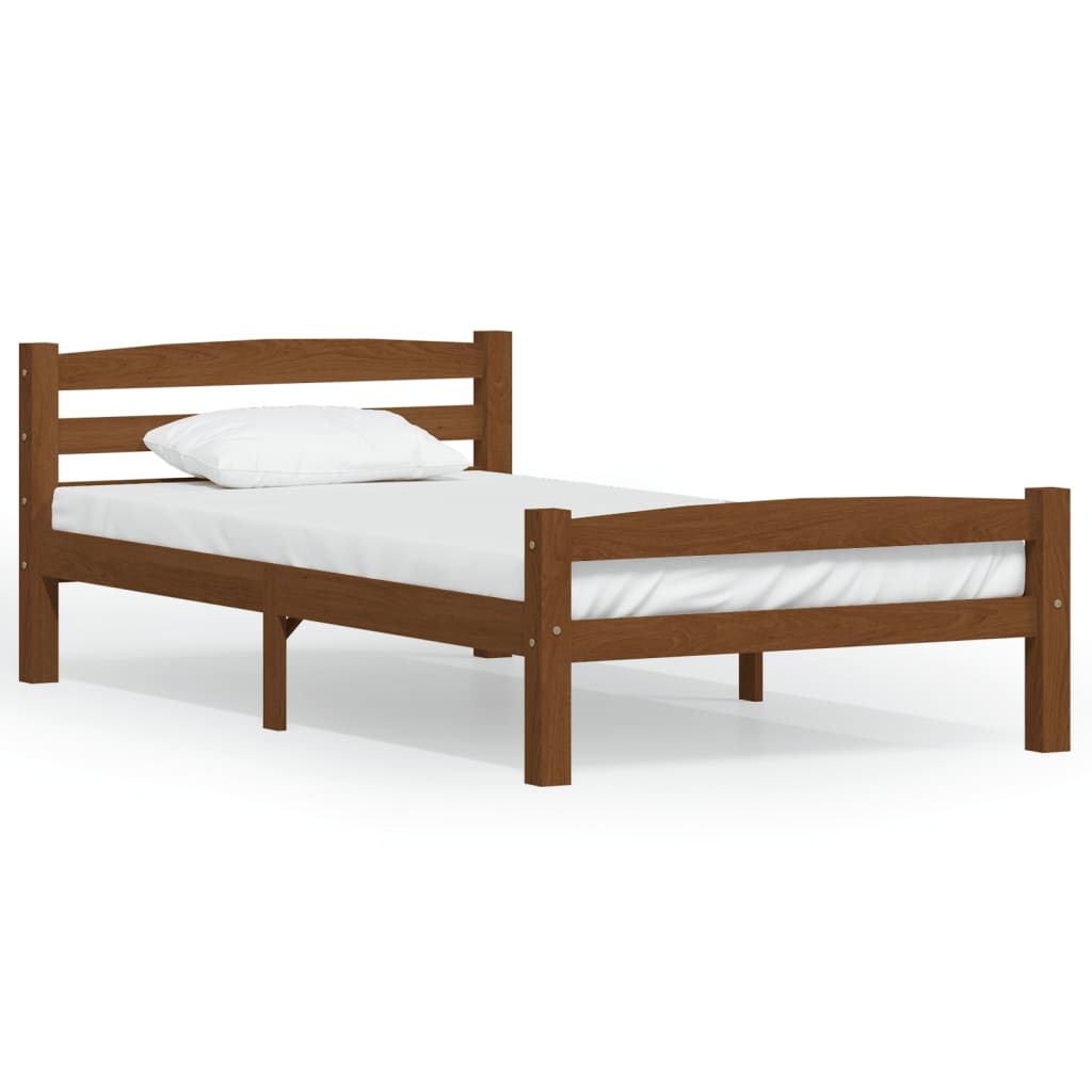 sengeramme uden madras massivt fyrretræ 90x200 cm honningbrun