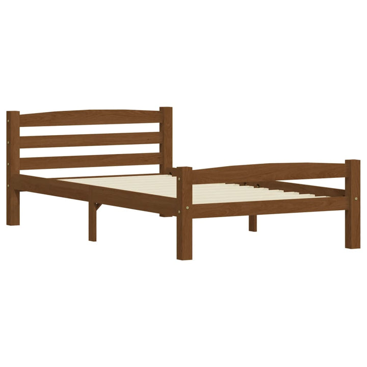 sengeramme uden madras massivt fyrretræ 90x200 cm honningbrun
