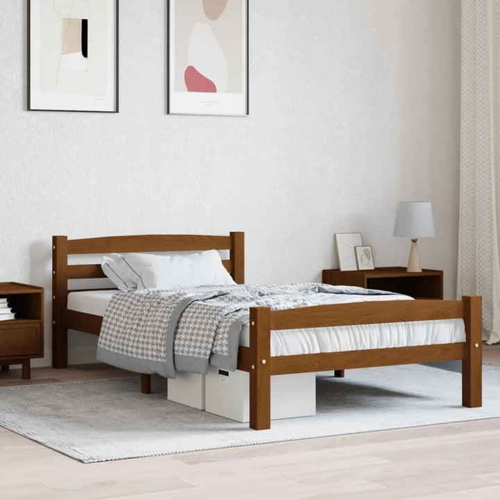 sengeramme uden madras massivt fyrretræ 90x200 cm honningbrun