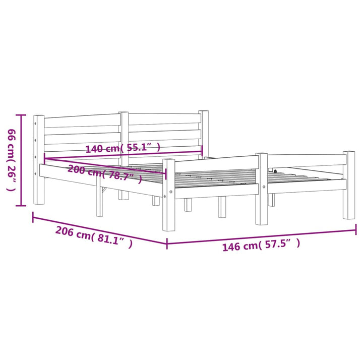 sengeramme uden madras massivt fyrretræ 140x200 cm honningbrun