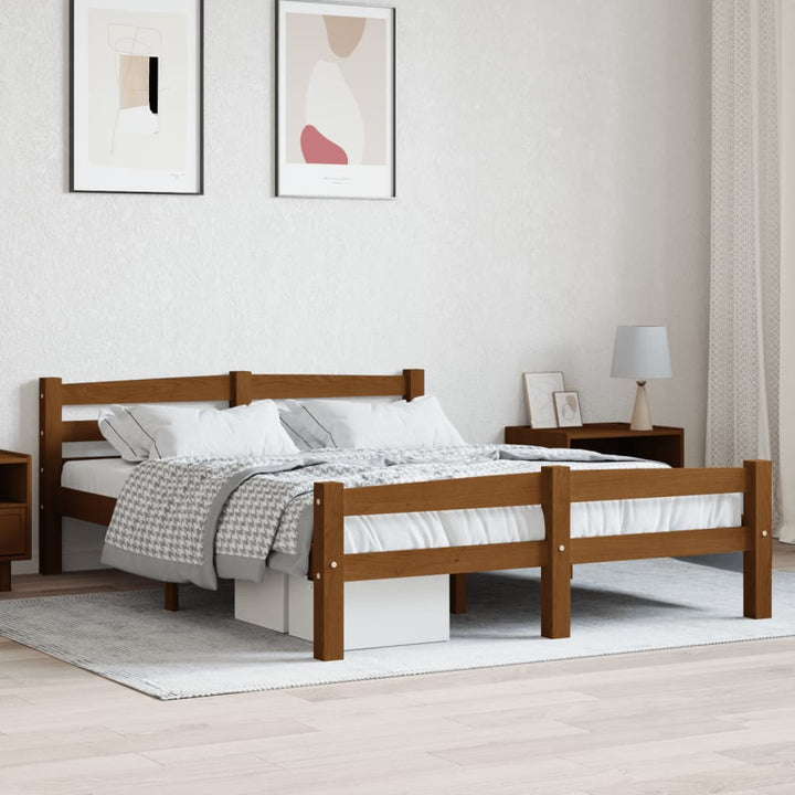 sengeramme uden madras massivt fyrretræ 140x200 cm honningbrun