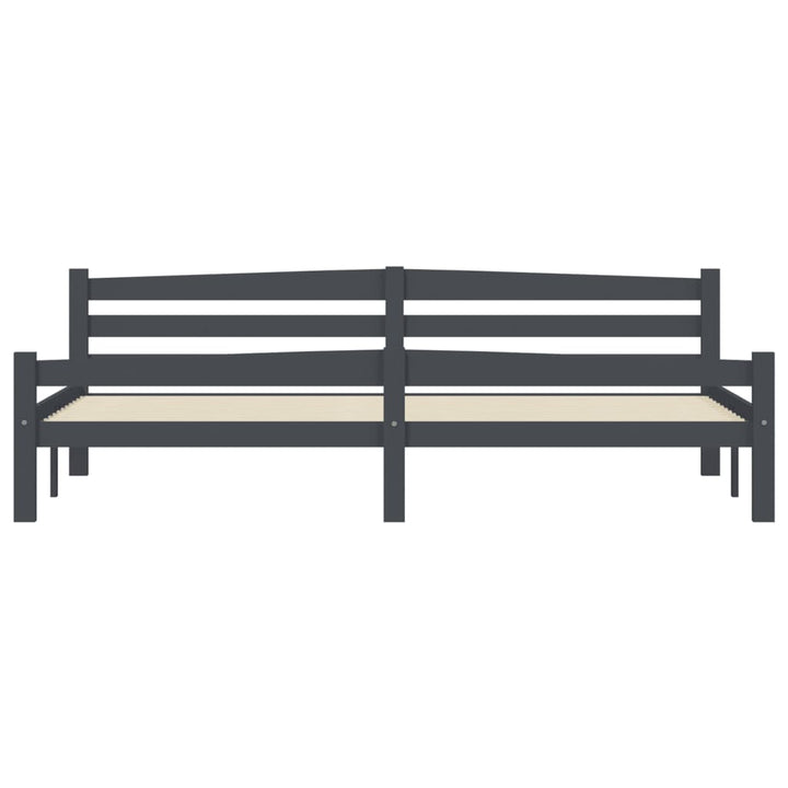 sengeramme uden madras massivt fyrretræ 200x200 cm mørkegrå