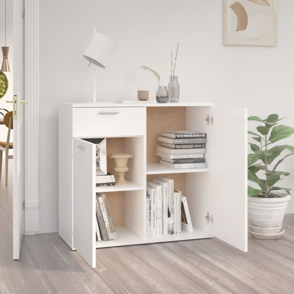 skænk 80x36x75 cm konstrueret træ hvid