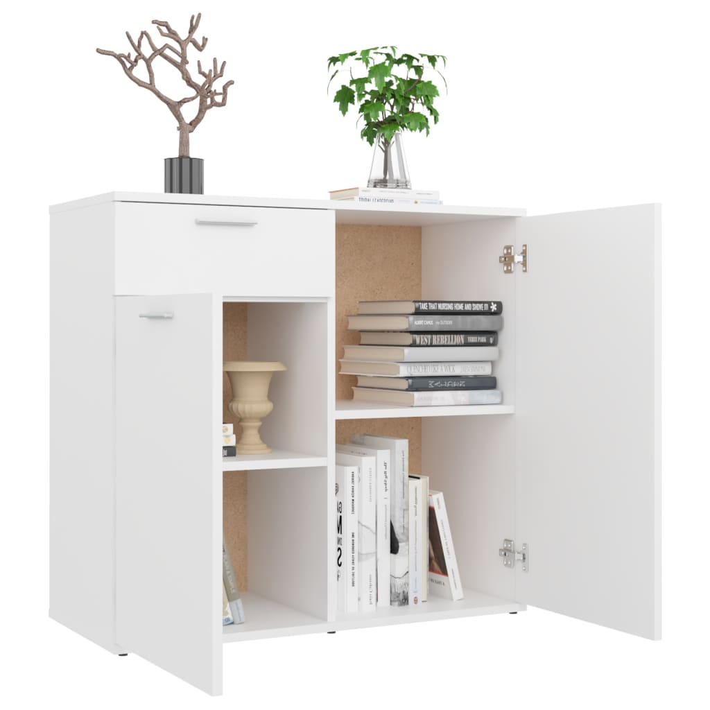 skænk 80x36x75 cm konstrueret træ hvid