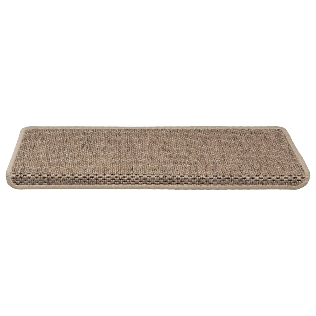 selvklæbende trappemåtter 15stk. 65x21x4cm sisal-look sandfarve