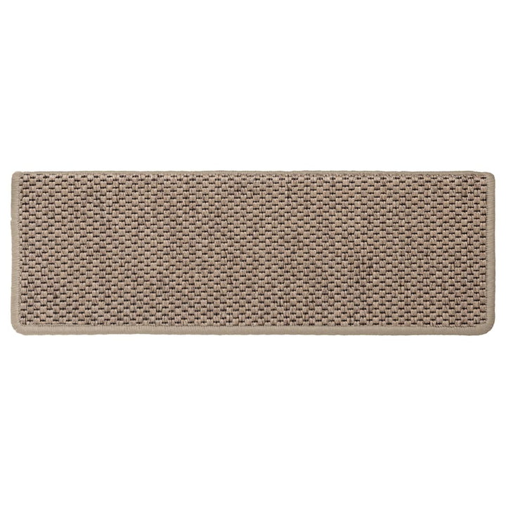 selvklæbende trappemåtter 15stk. 65x21x4cm sisal-look sandfarve