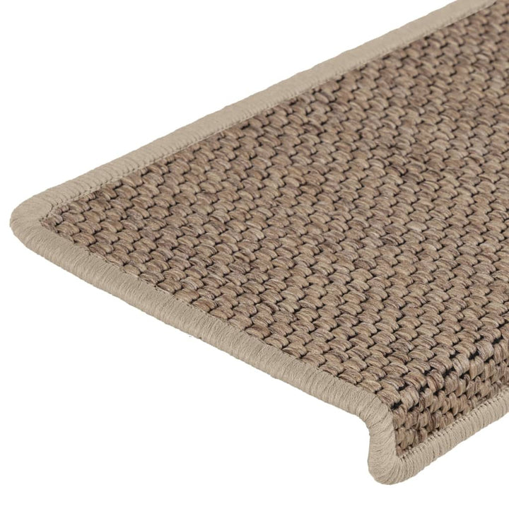 selvklæbende trappemåtter 15stk. 65x21x4cm sisal-look sandfarve