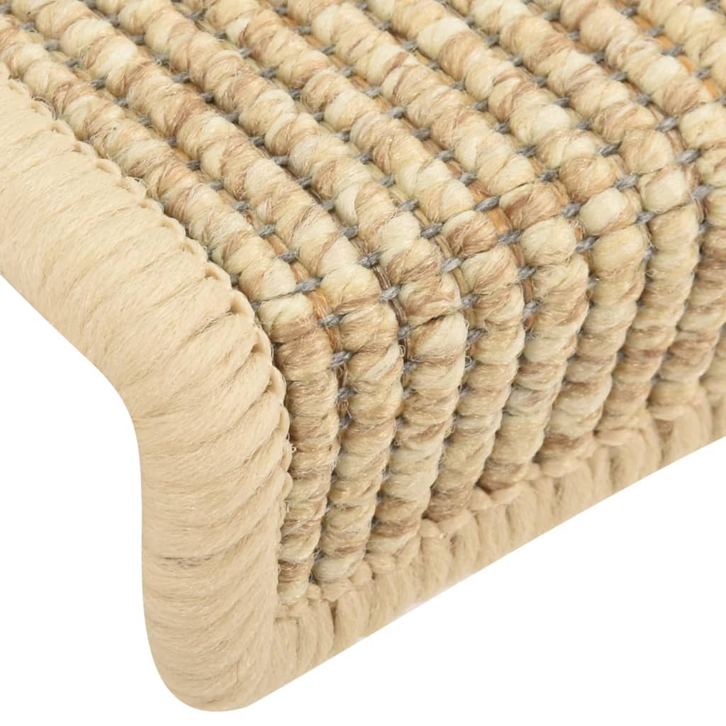 selvklæbende trappemåtter 15 stk. 65x21x4 cm sisal-look beige