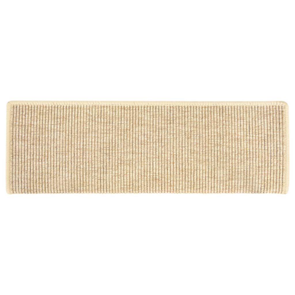 selvklæbende trappemåtter 15stk. 65x21x4cm sisal-look lys beige