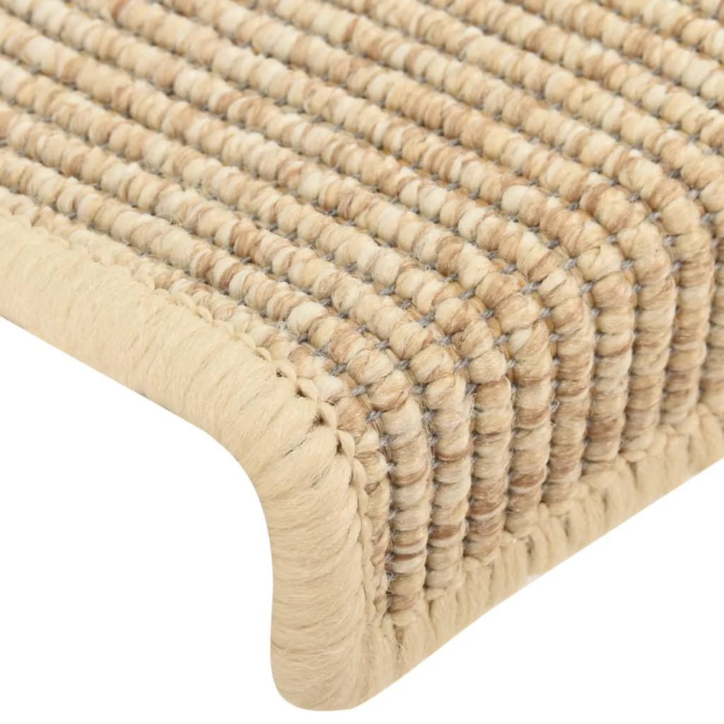 selvklæbende trappemåtter 15stk. 65x21x4cm sisal-look lys beige