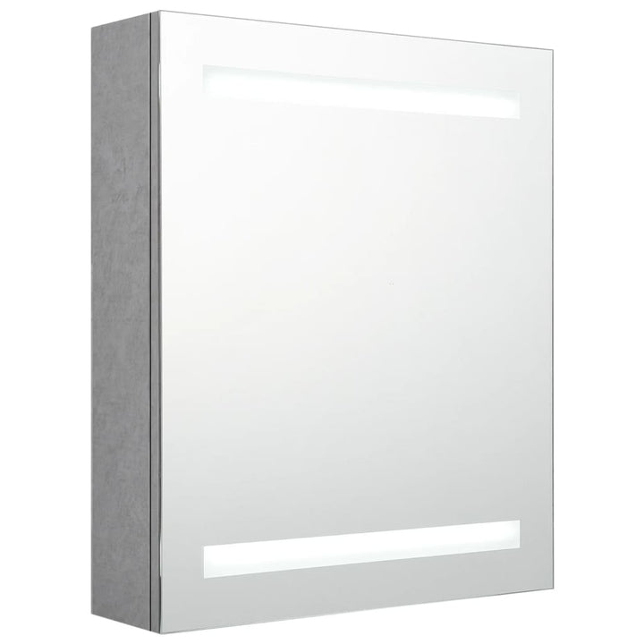 badeværelsesskab med spejl + LED-lys 50x14x60 cm betongrå