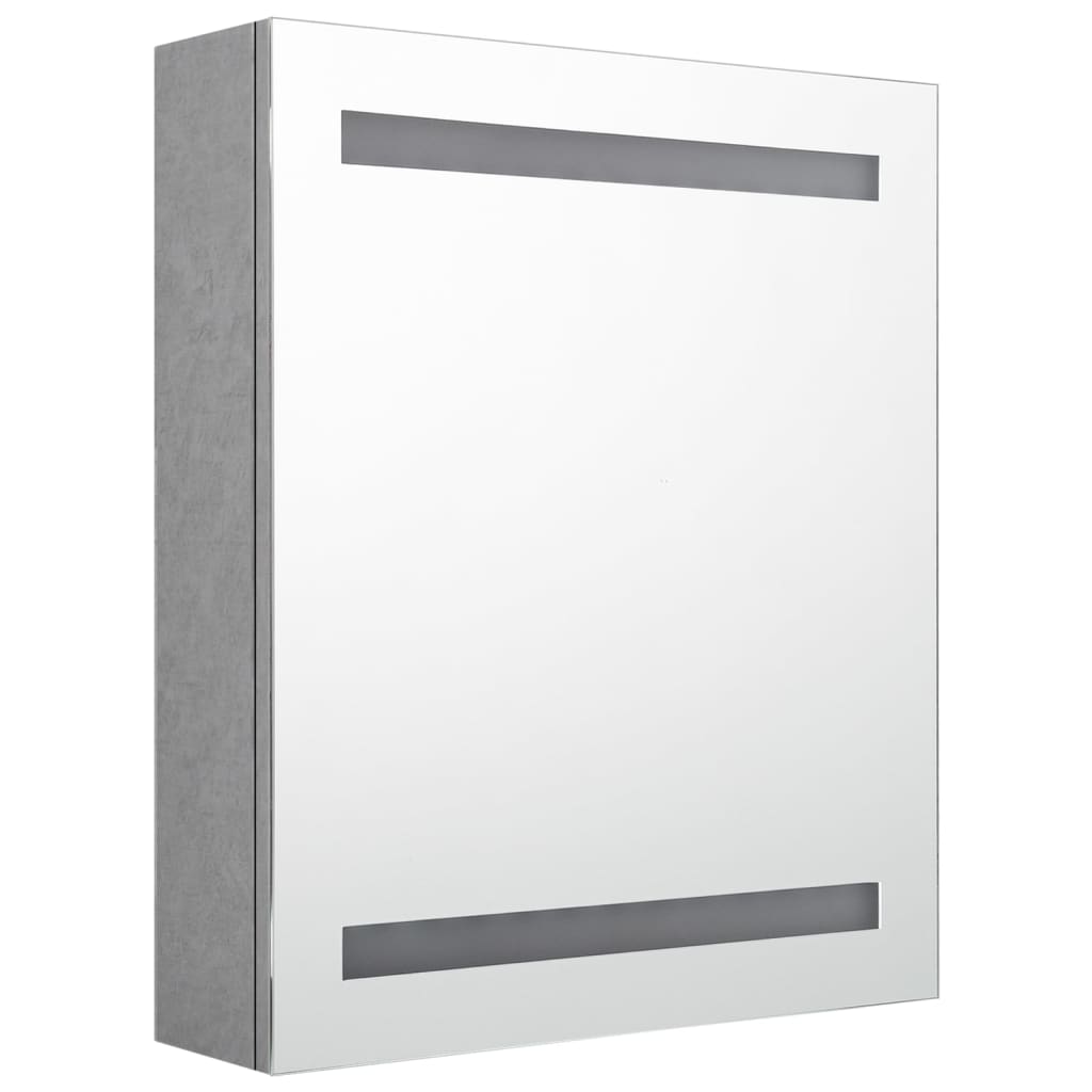 badeværelsesskab med spejl + LED-lys 50x14x60 cm betongrå