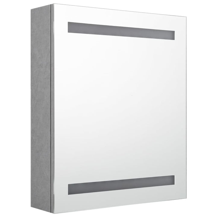 badeværelsesskab med spejl + LED-lys 50x14x60 cm betongrå