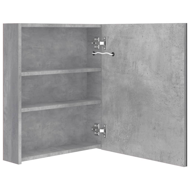badeværelsesskab med spejl + LED-lys 50x14x60 cm betongrå