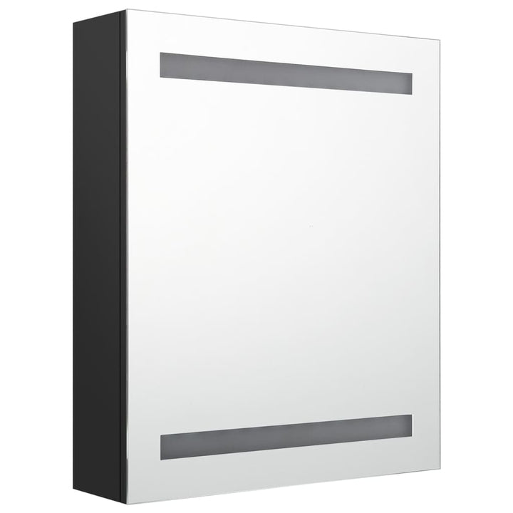 badeværelsesskab med spejl + LED 50x14x60 cm MDF sort