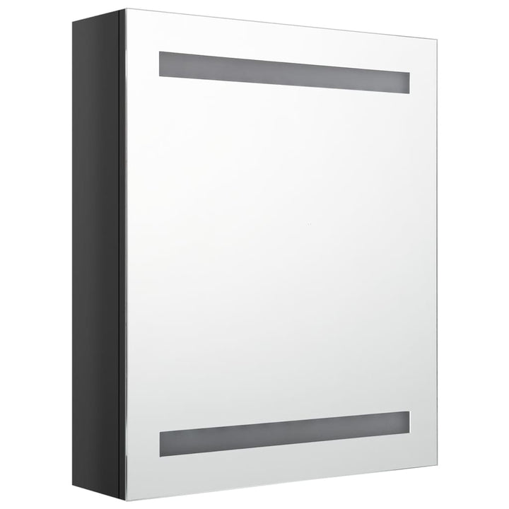 badeværelsesskab med spejl + LED-lys 50x14x60 cm blank sort
