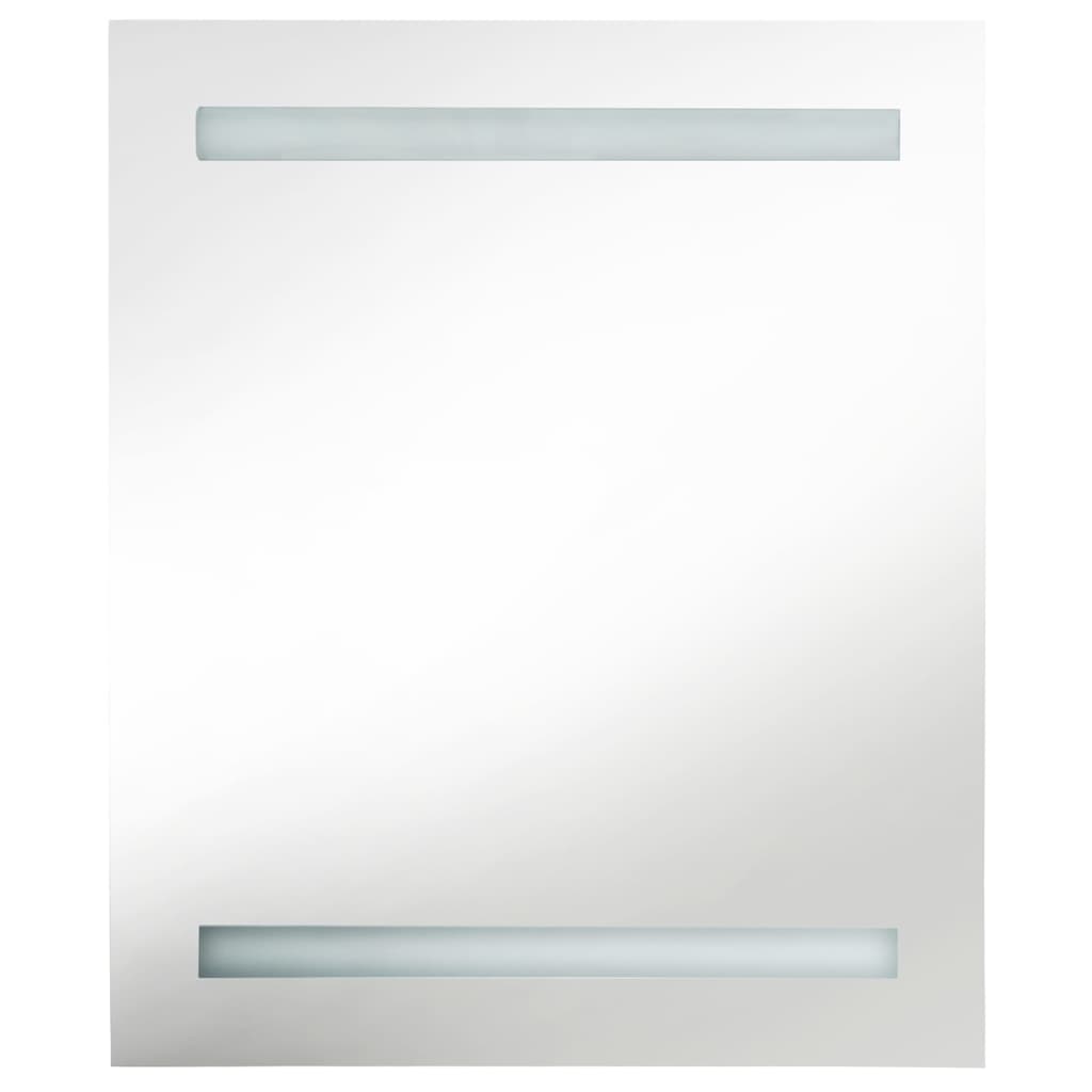 badeværelsesskab med spejl + LED-lys 50x14x60 cm blank sort