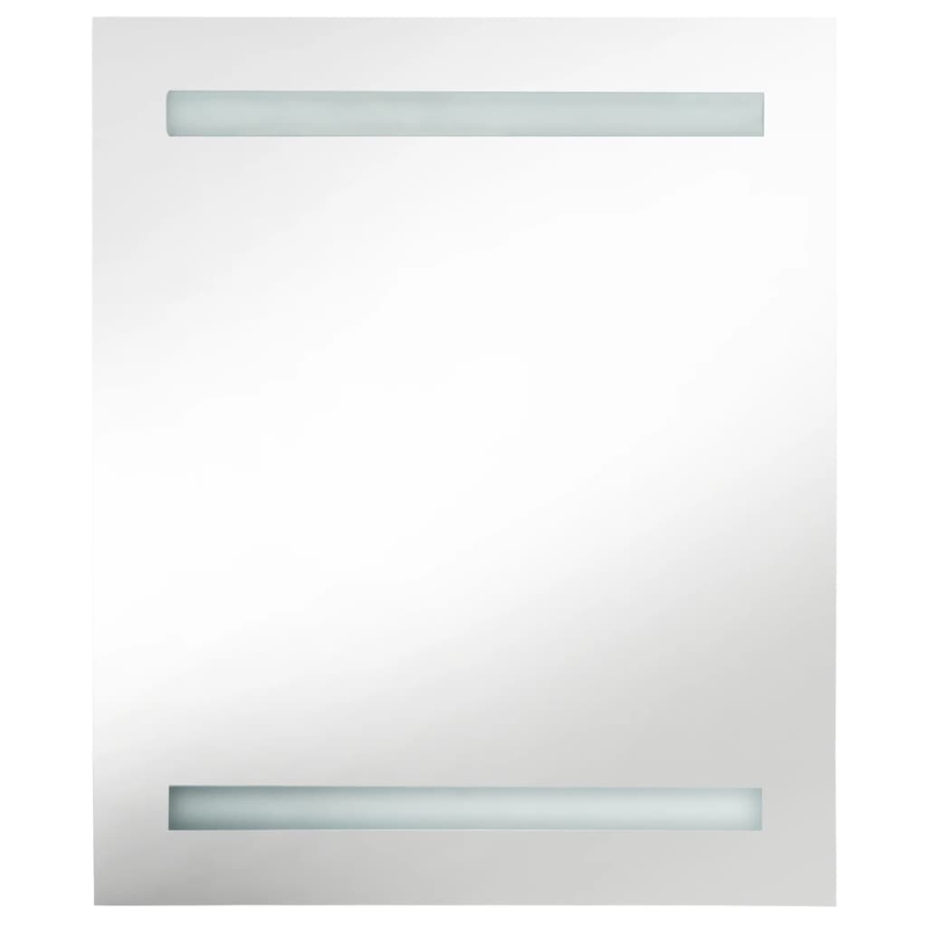 badeværelsesskab med spejl + LED-lys 50x14x60 cm grå