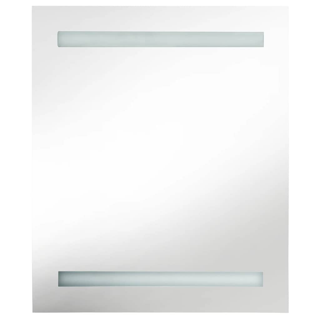 badeværelsesskab med spejl + LED-lys 50x14x60 cm skinnende grå