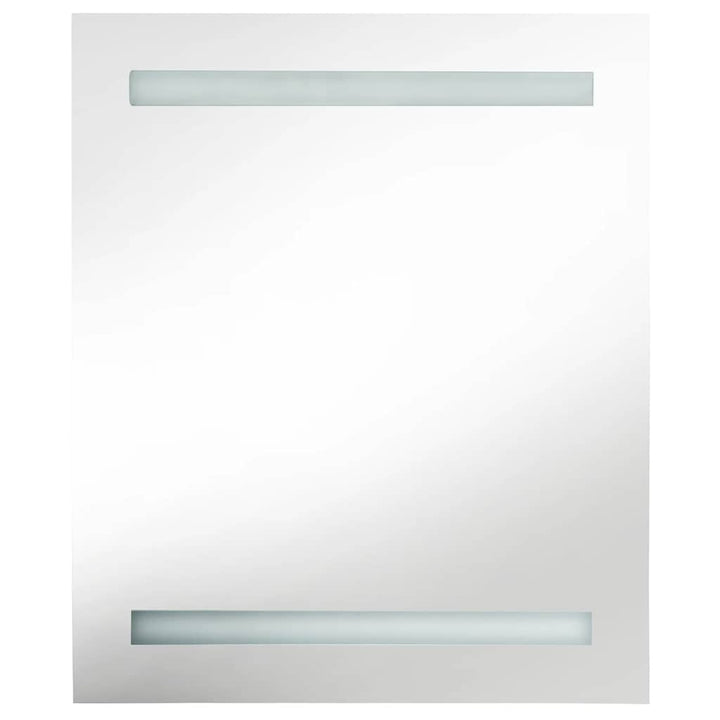 badeværelsesskab med spejl + LED-lys 50x14x60 cm skinnende grå