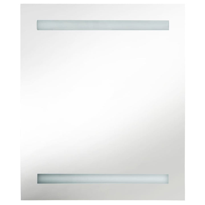 badeværelsesskab med spejl + LED-lys 50x14x60 cm egetræ og hvid