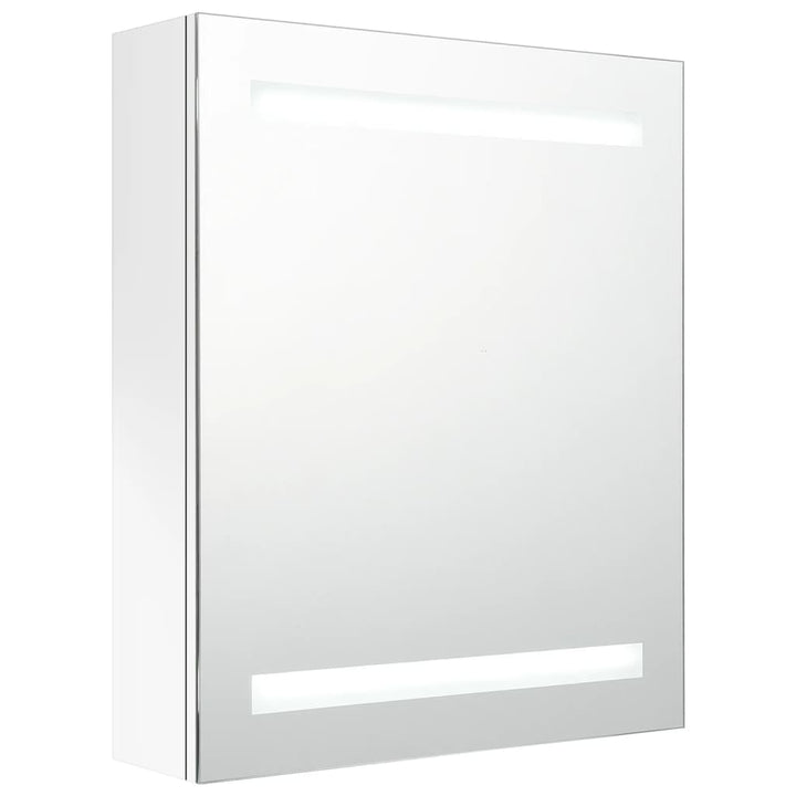 badeværelsesskab med spejl + LED-lys 50x14x60 cm blank hvid