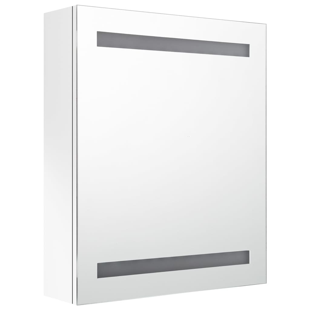 badeværelsesskab med spejl + LED-lys 50x14x60 cm blank hvid