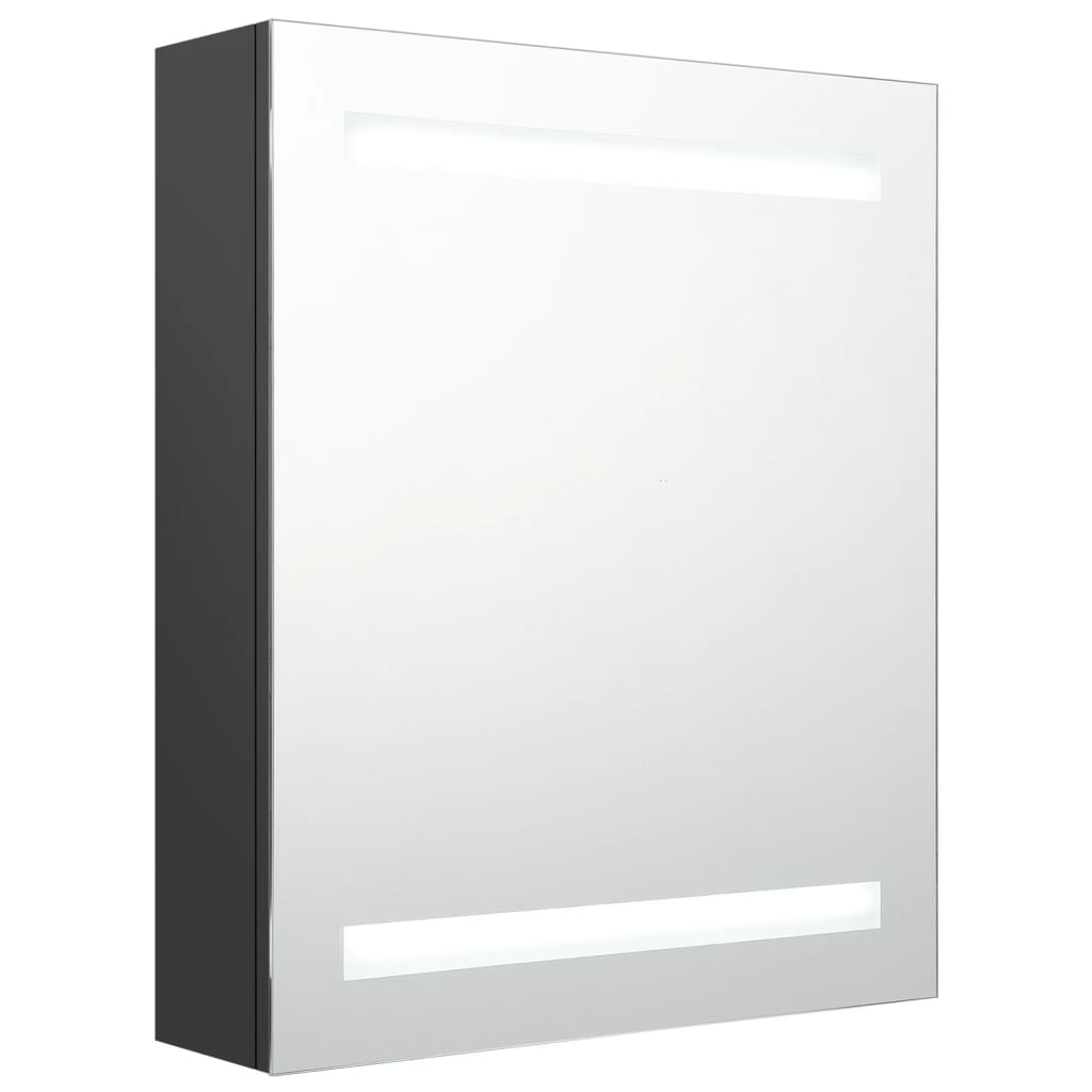 badeværelsesskab med spejl + LED-lys 50x14x60 cm antracitgrå
