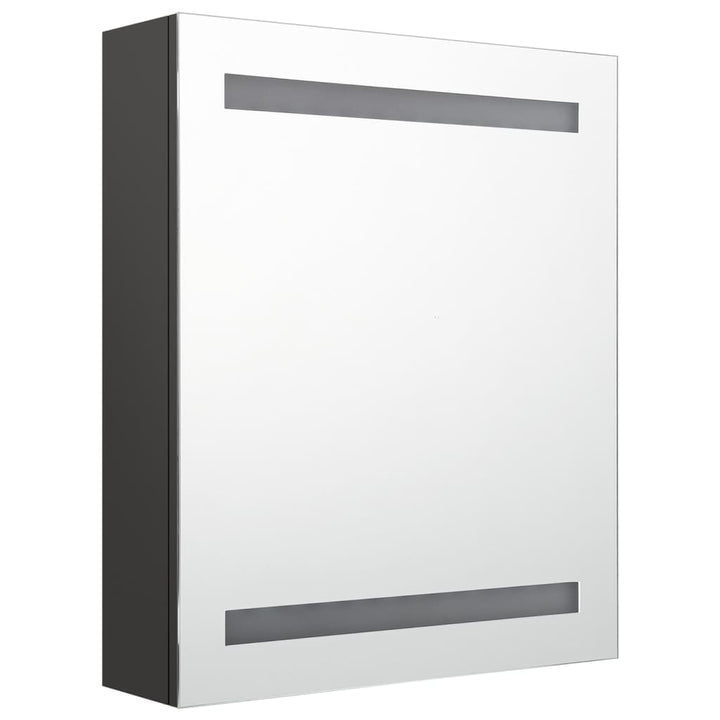 badeværelsesskab med spejl + LED-lys 50x14x60 cm antracitgrå