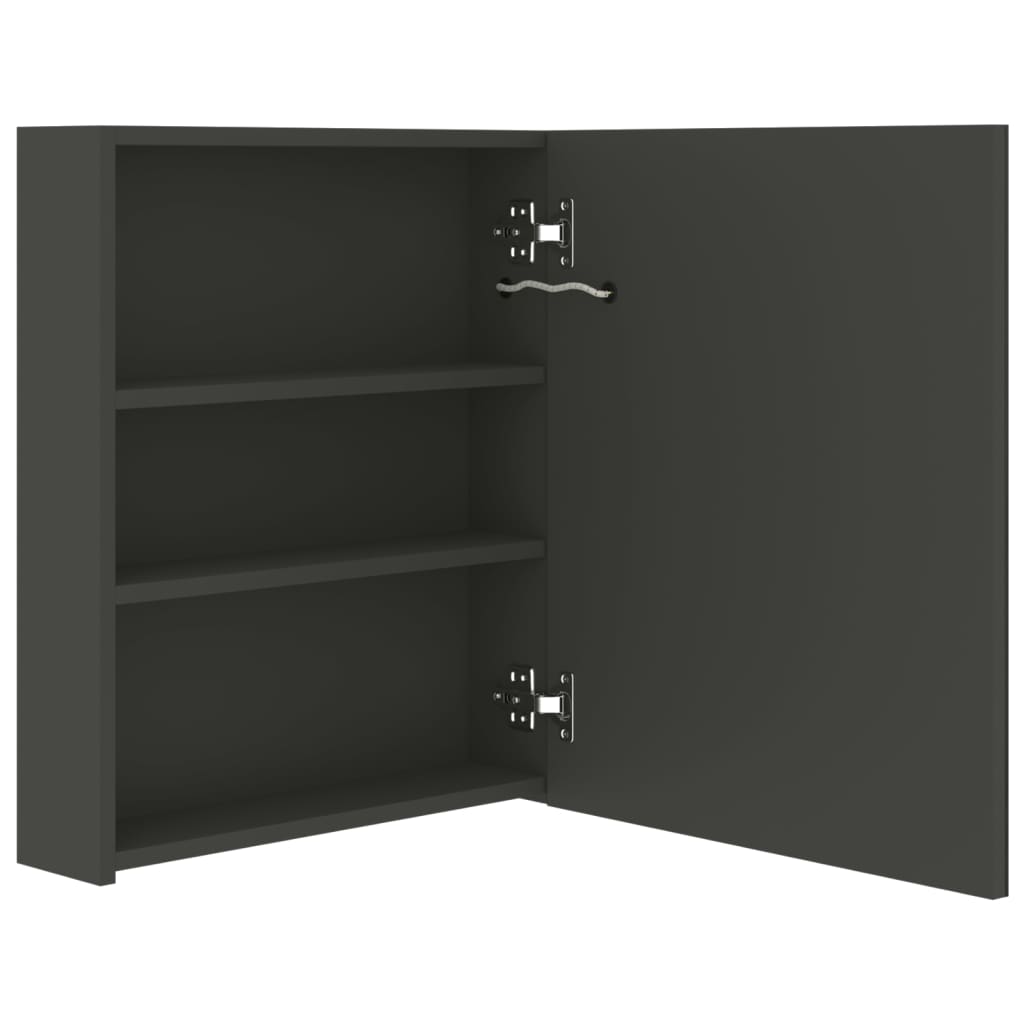 badeværelsesskab med spejl + LED-lys 50x14x60 cm antracitgrå