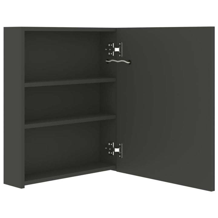 badeværelsesskab med spejl + LED-lys 50x14x60 cm antracitgrå