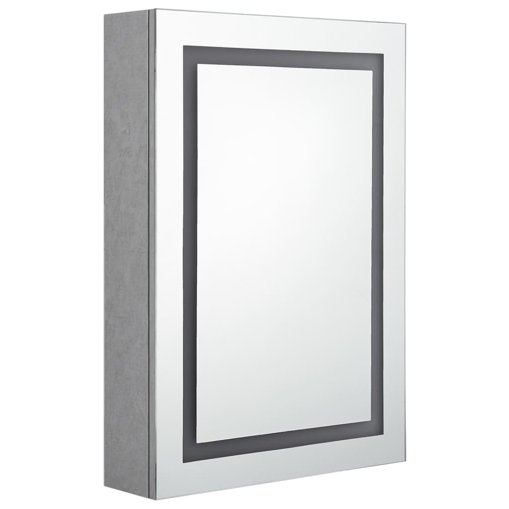 badeværelsesskab med spejl + LED-lys 50x13x70 cm betongrå