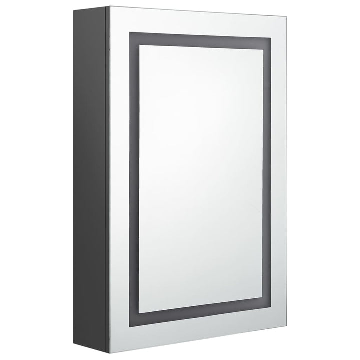 badeværelsesskab med spejl + LED-lys 50x13x70 cm grå