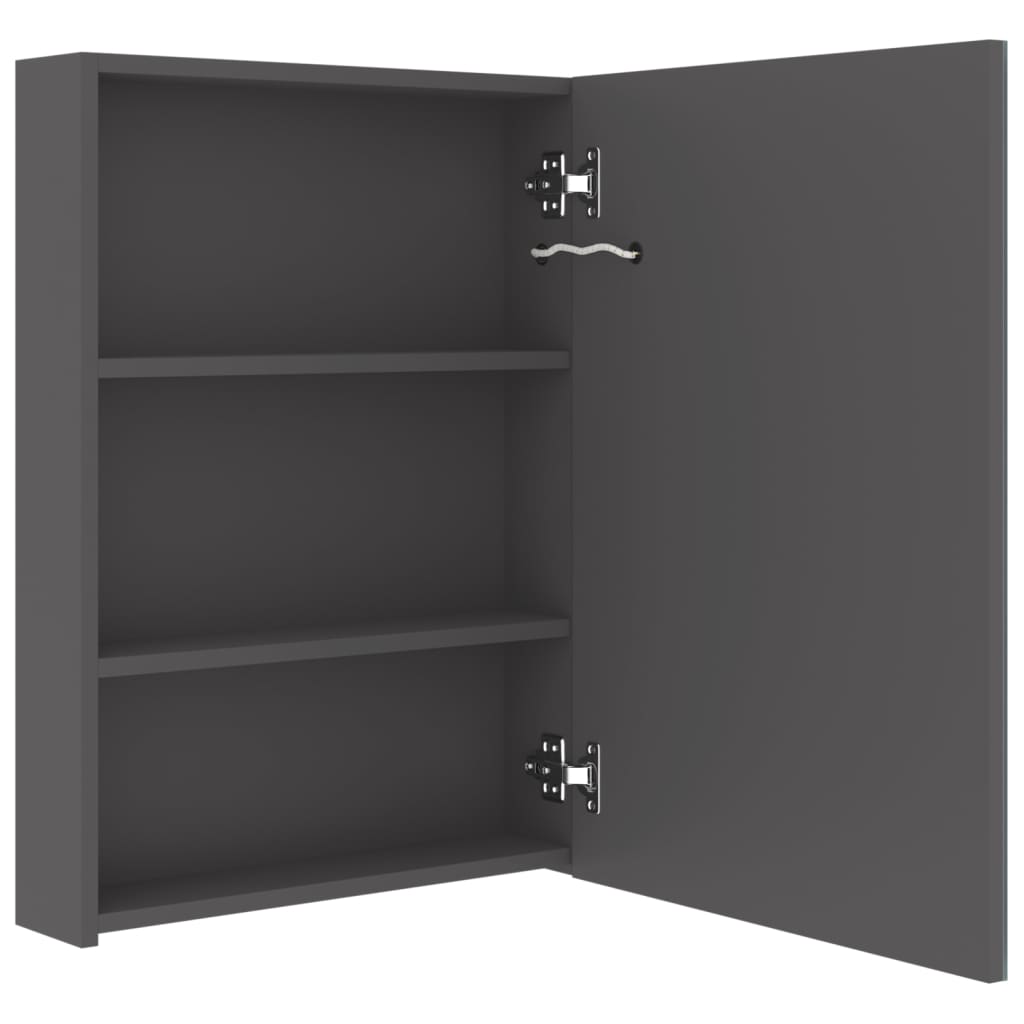 badeværelsesskab med spejl + LED-lys 50x13x70 cm grå