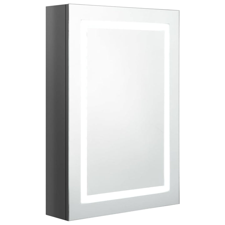 badeværelsesskab med spejl + LED-lys 50x13x70 cm blank grå