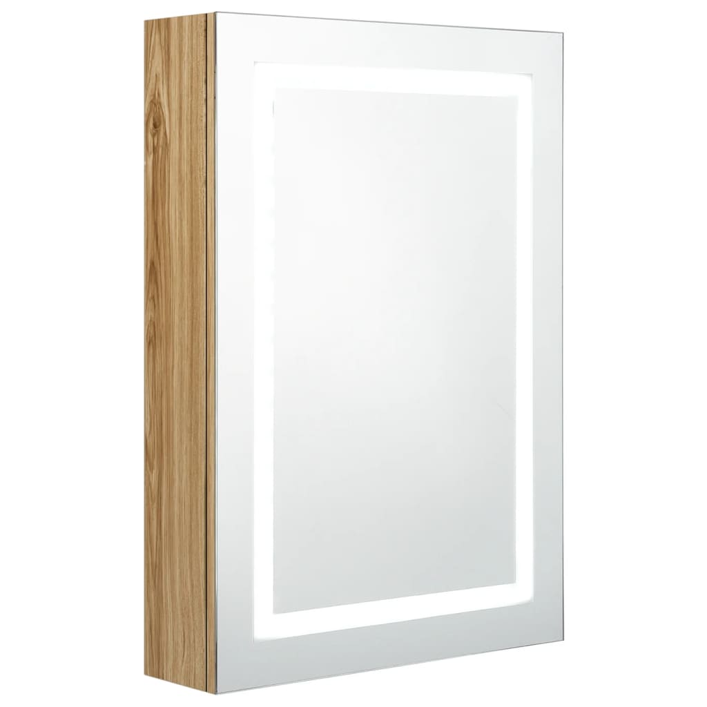 badeværelsesskab med spejl + LED-lys 50x13x70 cm